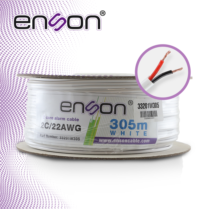 Cable de alarma Multifilar 2C 22 AWG Bobina 305 m ENSON ALARMA 33201W305