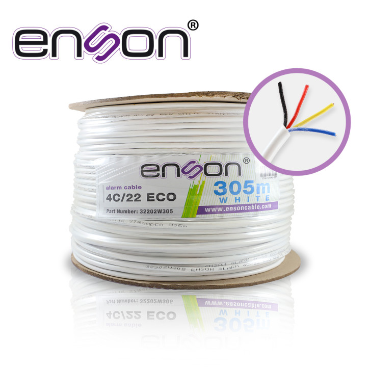 Cable de alarma multifilar 4 Hilos 22AWG 4 Hilos Calibre 22AWG Bobina 305 metros ENSON ALARMA 32202W305