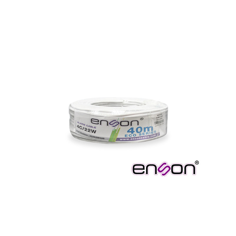 CABLE DE ALARMA ENSON 32202W040 SERIE ECO MULTIFILAR 4C/22 AWG BOBINA DE 40 METROS FORRO PVC COLOR BLANCO PARA USO INTERIOR DISE