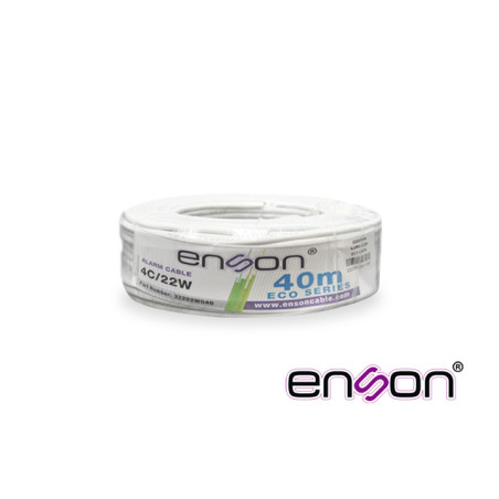 CABLE DE ALARMA ENSON 32202W040 SERIE ECO MULTIFILAR 4C/22 AWG BOBINA DE 40 METROS FORRO PVC COLOR BLANCO PARA USO INTERIOR DISE