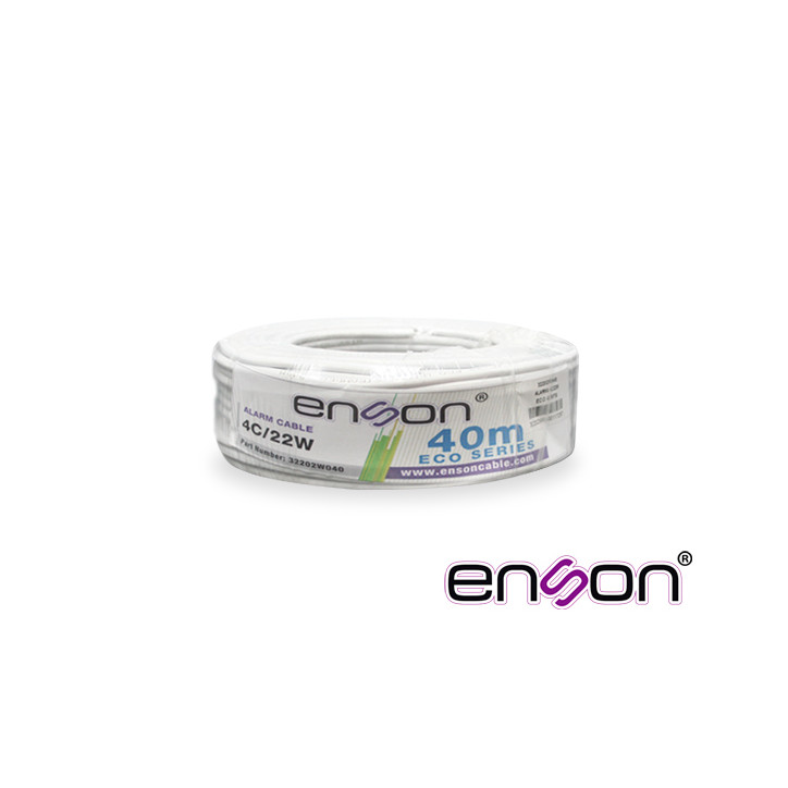 CABLE DE ALARMA ENSON 32202W040 SERIE ECO MULTIFILAR 4C/22 AWG BOBINA DE 40 METROS FORRO PVC COLOR BLANCO PARA USO INTERIOR DISE