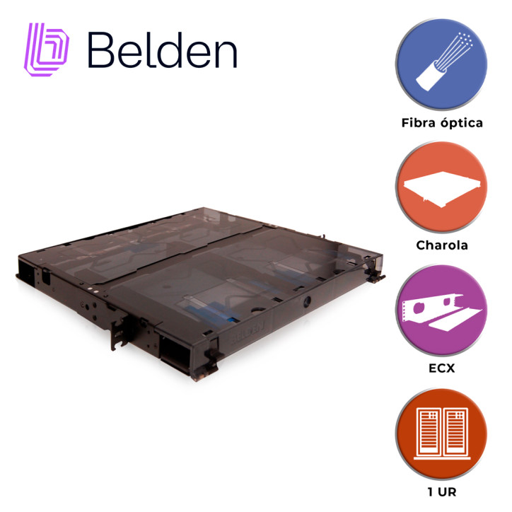 Charola de Fibra Óptica 1UR Capacidad para 2 frames o cassettes adaptadores ECX Uso Interior BELDEN ECX-01U