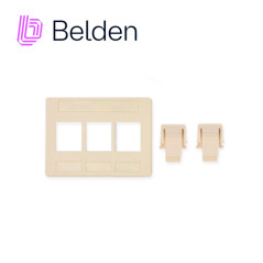 ADAPTADOR MODULAR KEYCONNECT BELDEN AX102291 3 PUERTOS COMPATIBLE CON JACKS CAT6A CAT6 CAT5E FIBRA Y COAXIAL COLOR BLANCO USO IN