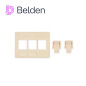 ADAPTADOR MODULAR KEYCONNECT BELDEN AX102291 3 PUERTOS COMPATIBLE CON JACKS CAT6A CAT6 CAT5E FIBRA Y COAXIAL COLOR BLANCO USO IN