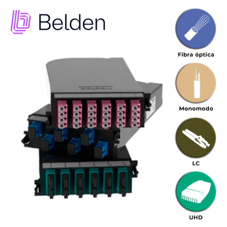 Casete de empalme fibra óptica monomodo OS2 12 puertos LC Duplex BELDEN FCSH12LDFS