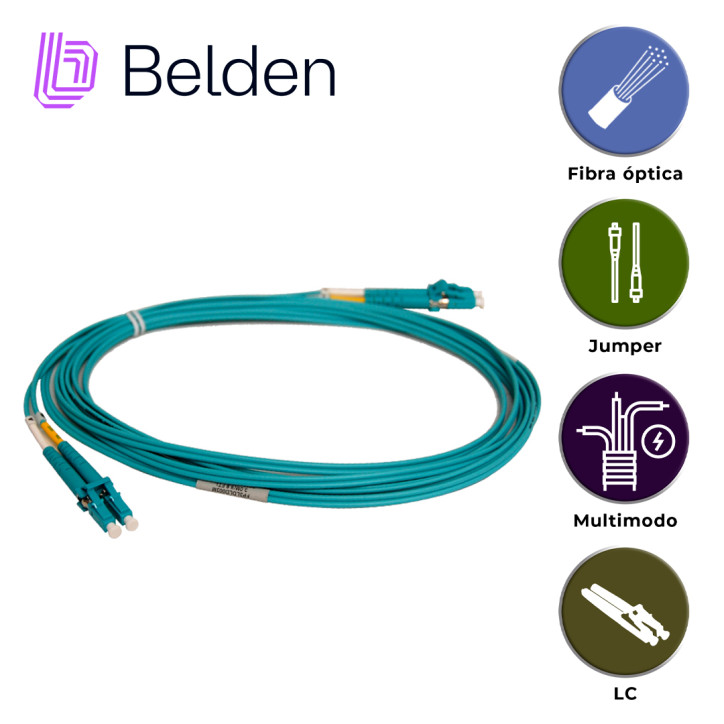 Jumper de fibra óptica OM3 LC Duplex LC Duplex 3 m BELDEN FP3LDLD003M