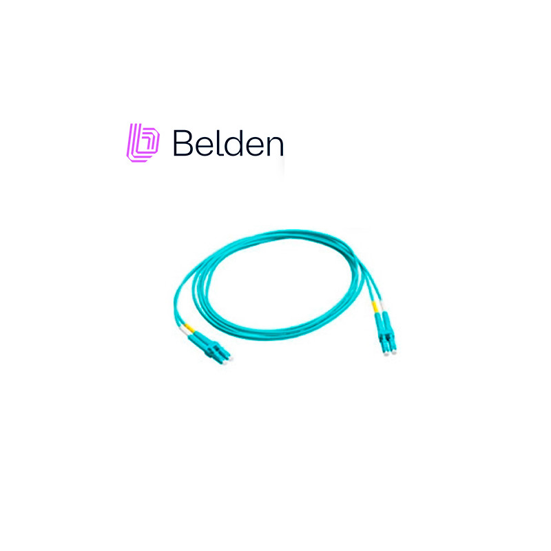 JUMPER DE FIBRA OPTICA BELDEN FP3SDSD003M FORRO PVC COLOR AQUA FLAMABILIDAD OFNR RISER TIPO DE FIBRA MULTIMODO OM3 50/125 MICRAS