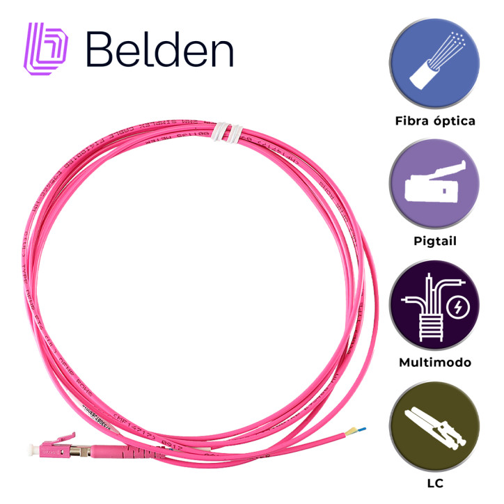 Pigtail de fibra óptica Multimodo OM4 LC simplex 2 metros BELDEN FT4LC2MMPS01