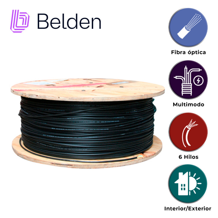 Cable de fibra óptica multimodo OM3 6 hilos interior/exterior Multimodo OM3 6 hilos Interior/Exterior BELDEN FD3D006R9