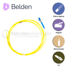 CONECTOR PIGTAIL MONOMODO BELDEN FTSLC2MMPS01 / OS2 / AMARILLO / LC SIMPLEX / 2 METROS