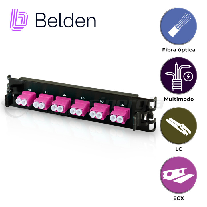 Panel de fibra 6 adaptadores LC 12 hilos Multimodo OM4 BELDEN FF4X06LD Panel de fibra 6 adaptadores LC 12 hilos Multimodo OM4 BELDEN FF4X06LD