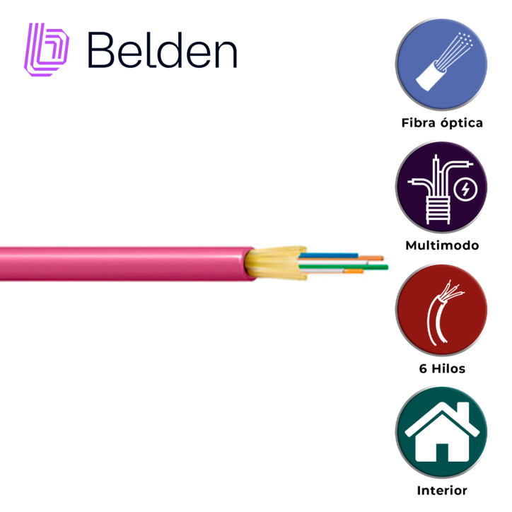 Cable de fibra óptica multimodo interior OM4 6 hilos Interior BELDEN FI4D006R9 Cable de fibra óptica multimodo interior OM4 6 hilos Interior BELDEN FI4D006R9