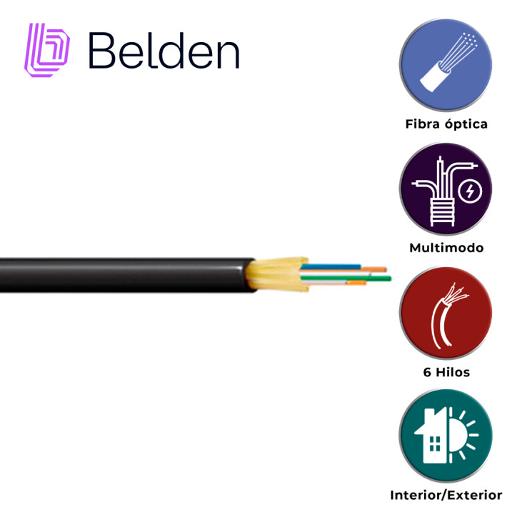 Cable de fibra óptica multimodo OM4 6 hilos OM4 multimodo 500 metros BELDEN FD4D006R9