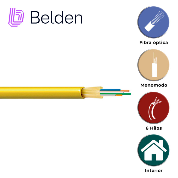 Cable de fibra óptica interior monomodo 6 hilos Monomodo OS2 Interior BELDEN FISD006R9