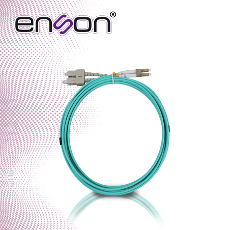 JUMPER DE FIBRA OPTICA ENSON ENS-JUMPLCSC FORRO PVC COLOR AQUA TIPO DE FIBRA MULTIMODO OM3 50/125 MICRAS CONECTORES LC DUPLEX- S