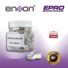 PLUG FACIL PONCHADO BLINDADO ENSON EPRO-SPLUG5E-50 BOTE DE 50 PZS PARA CABLE UTP CAT5E CON SISTEMA DE PASO DE CABLES PASSTRU QUE