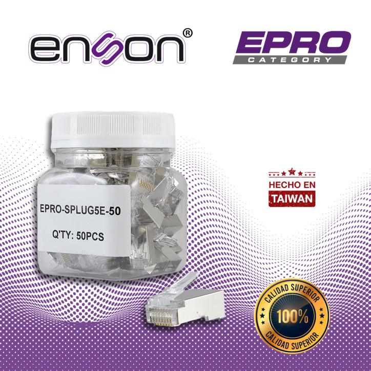 Plugs RJ45 pass-thru blindado para cable UTP Cat5E ENSON EPRO-SPLUG5E-50 Plugs RJ45 pass-thru blindado para cable UTP Cat5E ENSON EPRO-SPLUG5E-50