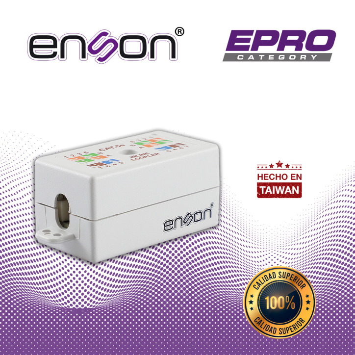 Cople UTP RJ45 / Acoplador de línea RJ45 UTP Cat 5e Sin blindaje ENSON EPRO-INCOP5E Cople UTP RJ45 / Acoplador de línea RJ45 UTP Cat 5e Sin blindaje ENSON EPRO-INCOP5E