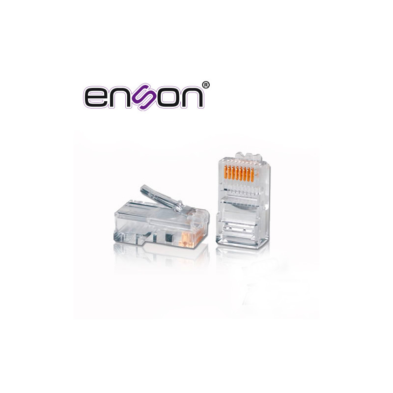 CONECTOR RJ45 PARA CABLE UTP CAT5E ENSON RJ45-CAT5E DE 8 PINES, VELOCIDAD DE HASTA 100MBPS