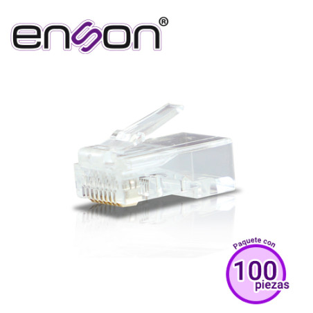 Conector RJ-45 CAT6 ENSON ENS-PLCAT6 paquete 100 piezas