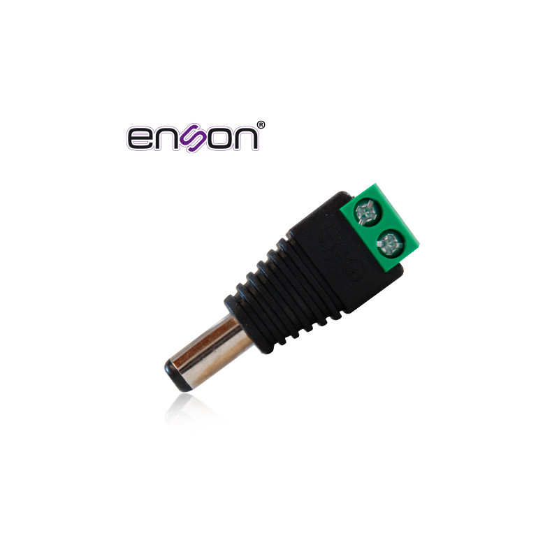 CONECTOR DE CORRIENTE ENS-MC01 MACHO ENSON TIPO JACK 3.5 MM PARA CAMARAS CCTV / CON BLOQUE POLARIZADO / MEDIDAS: 2.1 X 5.5 MM.