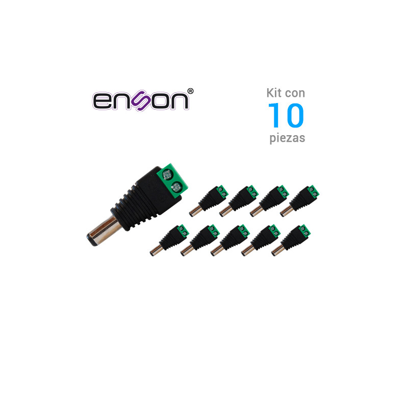 KIT 10 CONECTORES DE CORRIENTE MACHO 10x ENS-MC01 ENSON, TIPO JACK 3.5 MM PARA ALIMENTAR CAMARAS CCTV O REALIZAR EMPALME DE CABL