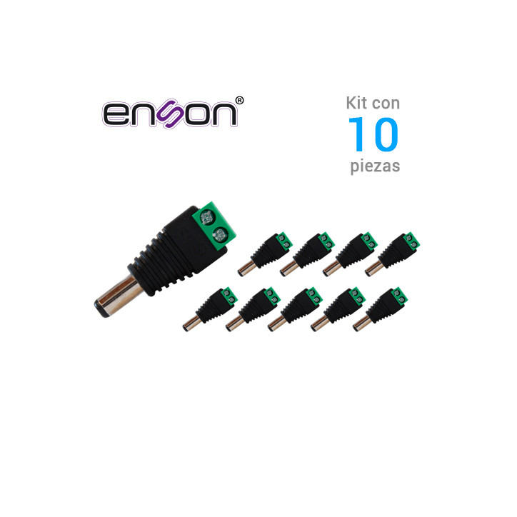 Kit 10 conectores de corriente macho Jack 3.5 mm bloque polarizado para atornillar medidas del conector ENSON 10x ENS-MC01 MACHO Kit 10 conectores de corriente macho Jack 3.5 mm bloque polarizado para atornillar medidas del conector ENSON 10x ENS-MC01 MACHO