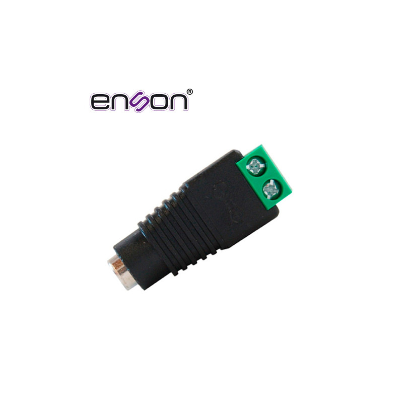 CONECTOR DE CORRIENTE ENS-FC01 HEMBRA ENSON TIPO JACK 3.5 MM PARA CAMARAS CCTV / CON BLOQUE POLARIZADO / MEDIDAS: 2.1 X 5.5 MM.