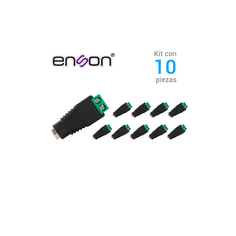 KIT 10 CONECTORES DE CORRIENTE HEMBRA 10x ENS-FC01 HEMBRA ENSON, TIPO JACK 3.5 MM PARA ALIMENTAR CAMARAS CCTV O REALIZAR EMPALME