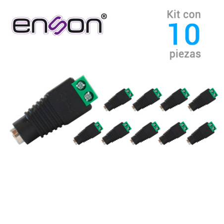 KIT 10 CONECTORES DE CORRIENTE HEMBRA 10x ENS-FC01 HEMBRA ENSON, TIPO JACK 3.5 MM PARA ALIMENTAR CAMARAS CCTV O REALIZAR EMPALME