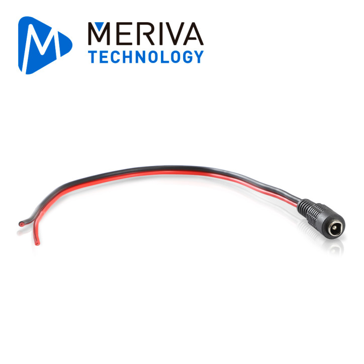 Videovigilancia analógica calibre 22 AWG conector 2.1 x 5.5 mm DC Power extra largo MERIVA TECHNOLOGY PIGTAIL C-HEMBRA