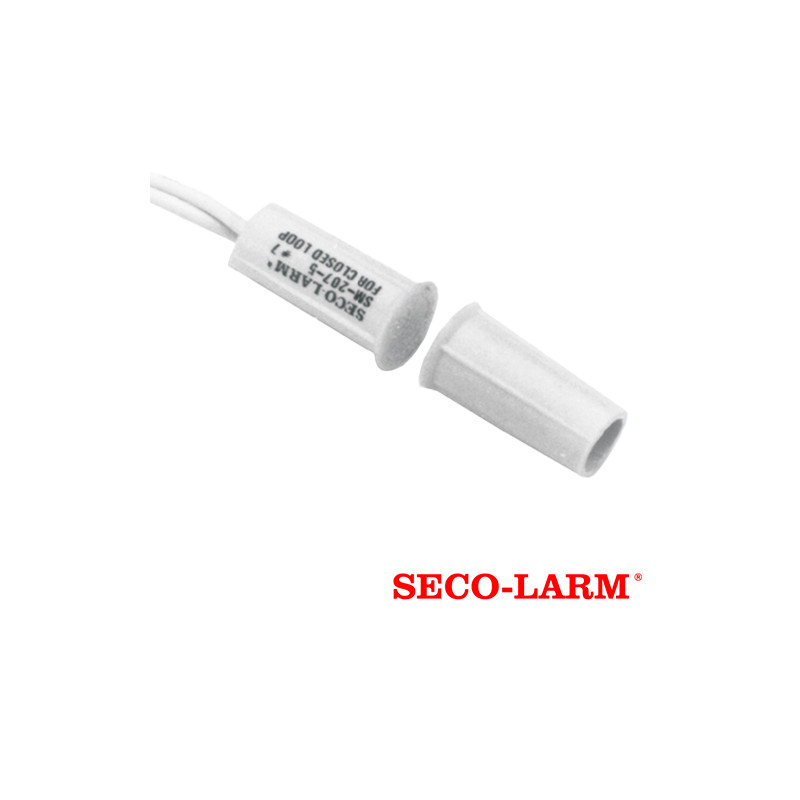 CONTACTO MAGNETICO CABLEADO SECO-LARM SM-207-5Q/W NORMALMENTE CERRADO DE MONTAJE A PRESION DIAMETRO DE 3/8 DE PULGADA CON INTERR