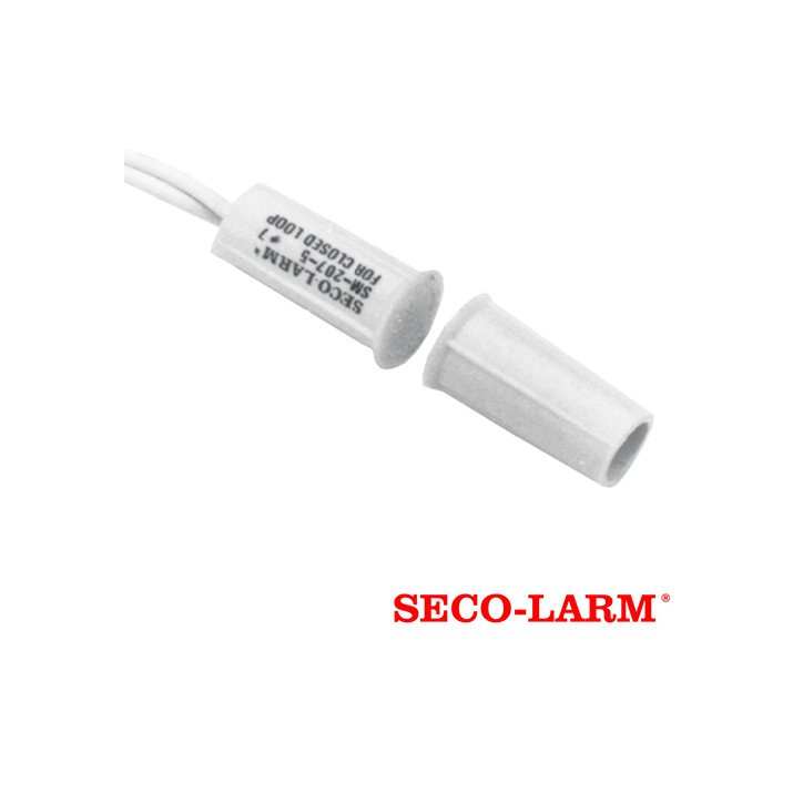 CONTACTO MAGNETICO CABLEADO SECO-LARM SM-207-5Q/W NORMALMENTE CERRADO DE MONTAJE A PRESION DIAMETRO DE 3/8 DE PULGADA CON INTERR