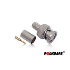 CONECTOR PARA CRIMPEAR BC6 FOLKSAFE BNC MACHO(CONECTOR, PIN DE COBRE Y ANILLO) PARA CRIMPEAR EN CABLE COAXIAL RG6, MEDIDAS DEL C