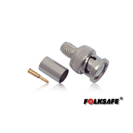 CONECTOR PARA CRIMPEAR BC6 FOLKSAFE BNC MACHO(CONECTOR, PIN DE COBRE Y ANILLO) PARA CRIMPEAR EN CABLE COAXIAL RG6, MEDIDAS DEL C