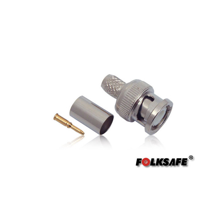 Conector BNC macho para crimpear para cable coaxial RG6 pin central de cobre anillo plegable FOLKSAFE CRIMPEAR BC6 Conector BNC macho para crimpear para cable coaxial RG6 pin central de cobre anillo plegable FOLKSAFE CRIMPEAR BC6