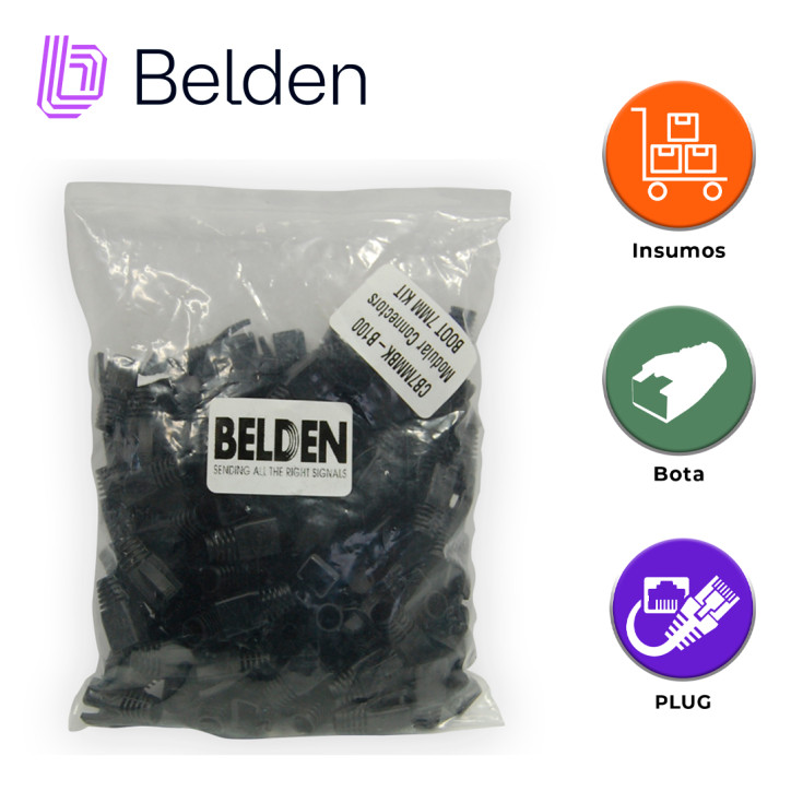 Bota flexible para enchufe RJ45 7MM NEGRO PAQUETE DE 100 BELDEN CB7MMBK-B100 Bota flexible para enchufe RJ45 7MM NEGRO PAQUETE DE 100 BELDEN CB7MMBK-B100