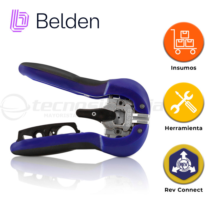 Herramienta de terminación REVConnect Ponchado JACK y PLUGS Uso interior Incluye accesorio pelacable BELDEN RVUTT01 Herramienta de terminación REVConnect Ponchado JACK y PLUGS Uso interior Incluye accesorio pelacable BELDEN RVUTT01