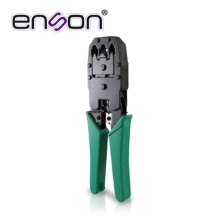 PINZAS PONCHADORAS ENSON ENS-NT01 PARA RJ9 (4 PINES) RJ11 (6 PINES) Y RJ45 (8 PINES) CON CUCHILLA DE CORTE Y PELADO DE CABLE