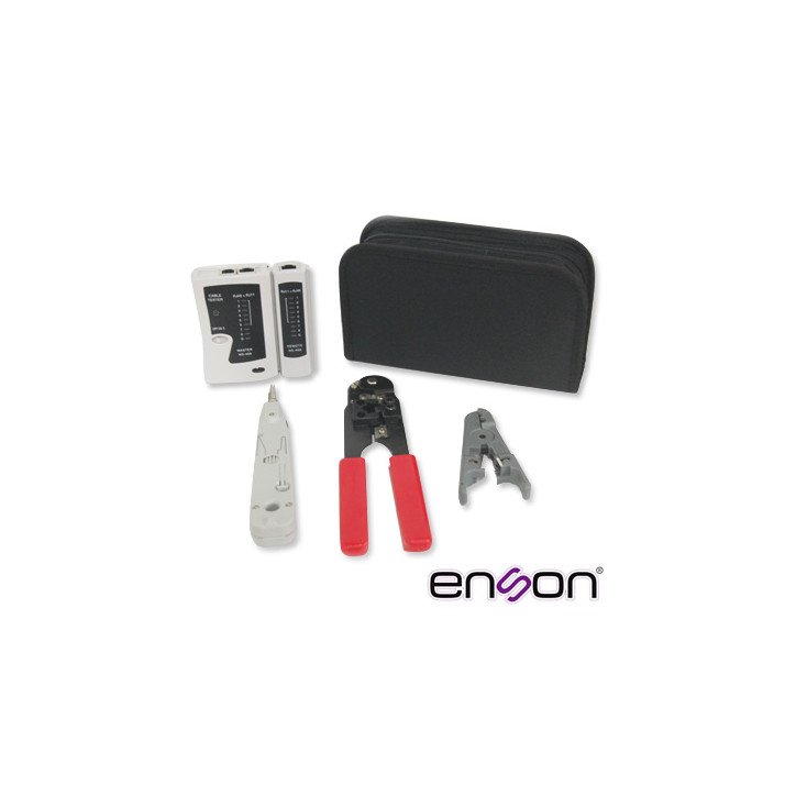 Testers y Certificadores Kit completo Probador de cableado Pinza crimpadora RJ45 ENSON ENS-KTCB