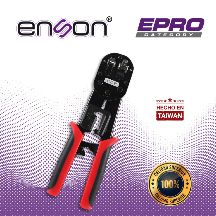 Pinza ponchadora para plugs RJ45 cortador y pelacables incorporados alto apalancamiento ENSON EPRO-PLUGTOOL
