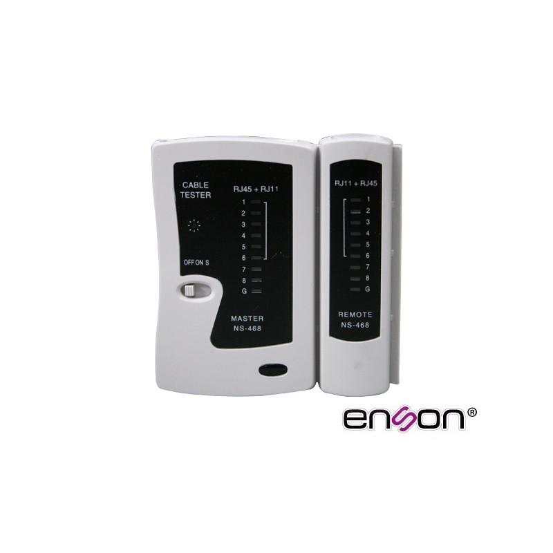 TESTER PARA CABLE DE RED ENSON ENS-TELN1 IDEAL PARA IDENTIFICAR ERRORES DE TERMINADO Y CONTINUIDAD DE CABLES DE RED Y TELEFONICO
