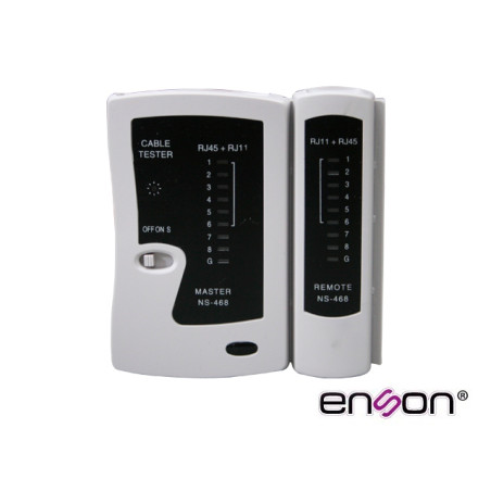 TESTER PARA CABLE DE RED ENSON ENS-TELN1 IDEAL PARA IDENTIFICAR ERRORES DE TERMINADO Y CONTINUIDAD DE CABLES DE RED Y TELEFONICO