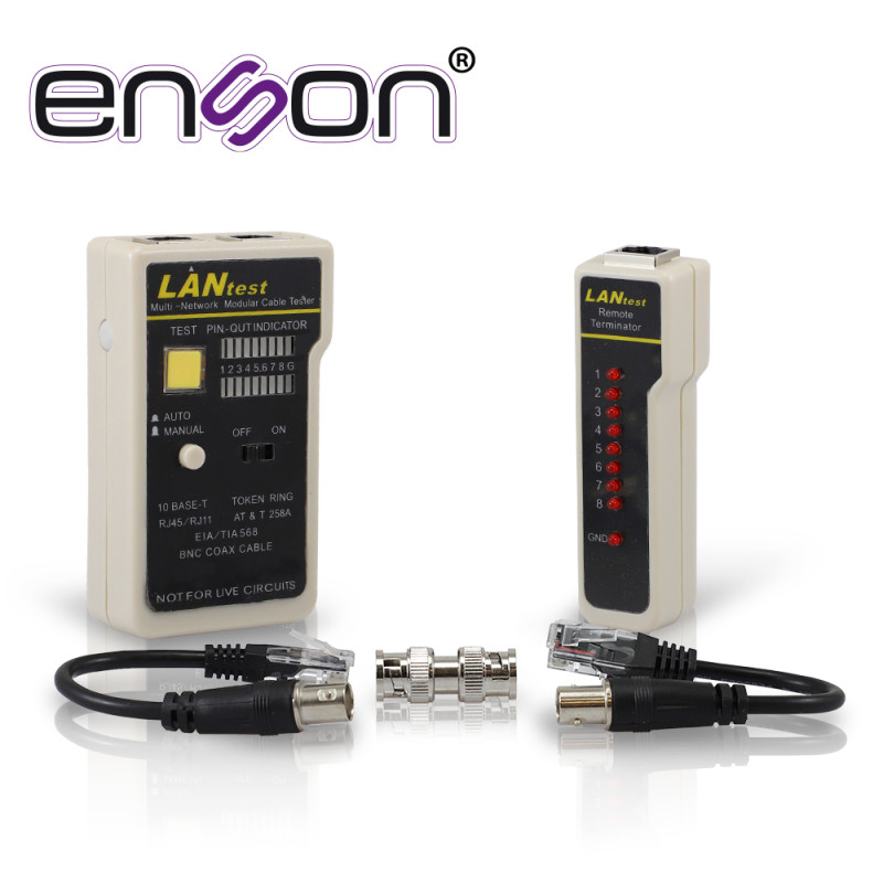 TESTER PARA CABLE DE RED ENSON ENS-TELN2 IDEAL PARA IDENTIFICAR ERRORES DE TERMINADO Y CONTINUIDAD EN CABLES DE RED Y TELEFONICO