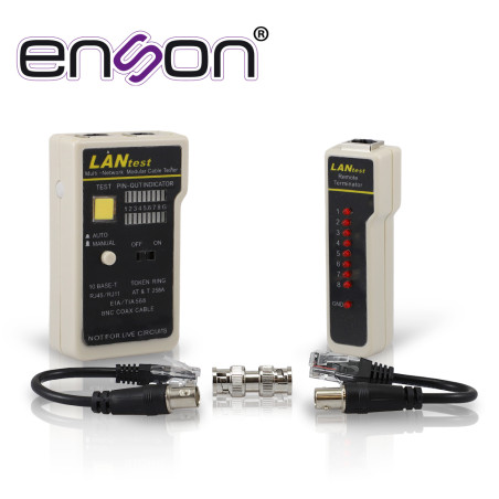 TESTER PARA CABLE DE RED ENSON ENS-TELN2 IDEAL PARA IDENTIFICAR ERRORES DE TERMINADO Y CONTINUIDAD EN CABLES DE RED Y TELEFONICO