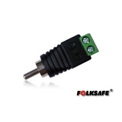 CONECTOR AUDIO RCA MACHO FS-RCA1 FOLKSAFE TIPO JACK , CON BLOQUE POLARIZADO(+/-) PARA ATORNILLAR CABLE DE AUDIO O UTP, RECOMENDA