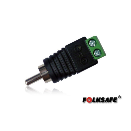CONECTOR AUDIO RCA MACHO FS-RCA1 FOLKSAFE TIPO JACK , CON BLOQUE POLARIZADO(+/-) PARA ATORNILLAR CABLE DE AUDIO O UTP, RECOMENDA