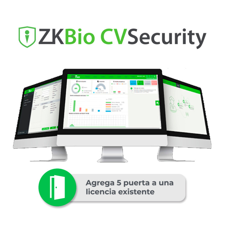 Control de acceso incremento de 5 puertas licencia permanente capacidad 30 000 Usuarios ZKTECO ZKCV-AC-ADDON-P5