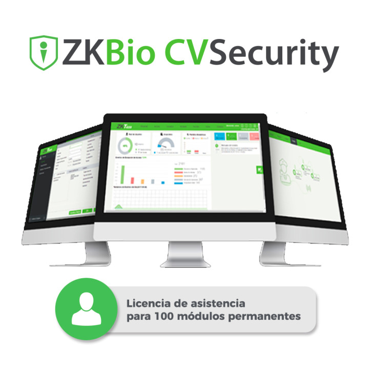 LICENCIA BIO CVSECURITY MODULO DE ASISTENCIA ZKTECO ZKCV-TA-P100 PARA 100 PUNTOS DE ASISTENCIA PERMANENTE COMPATIBLE CON G1,G3