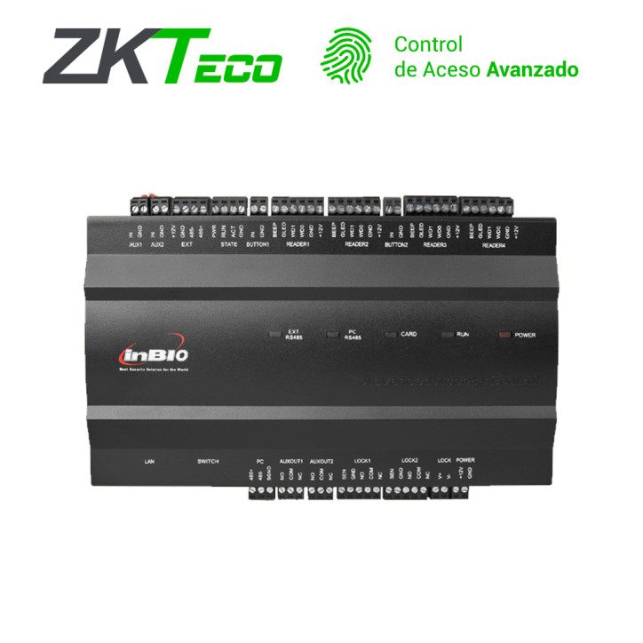 Panel de control de acceso 2 puertas 4 lectoras 3 000 huellas ZKTECO INBIO260